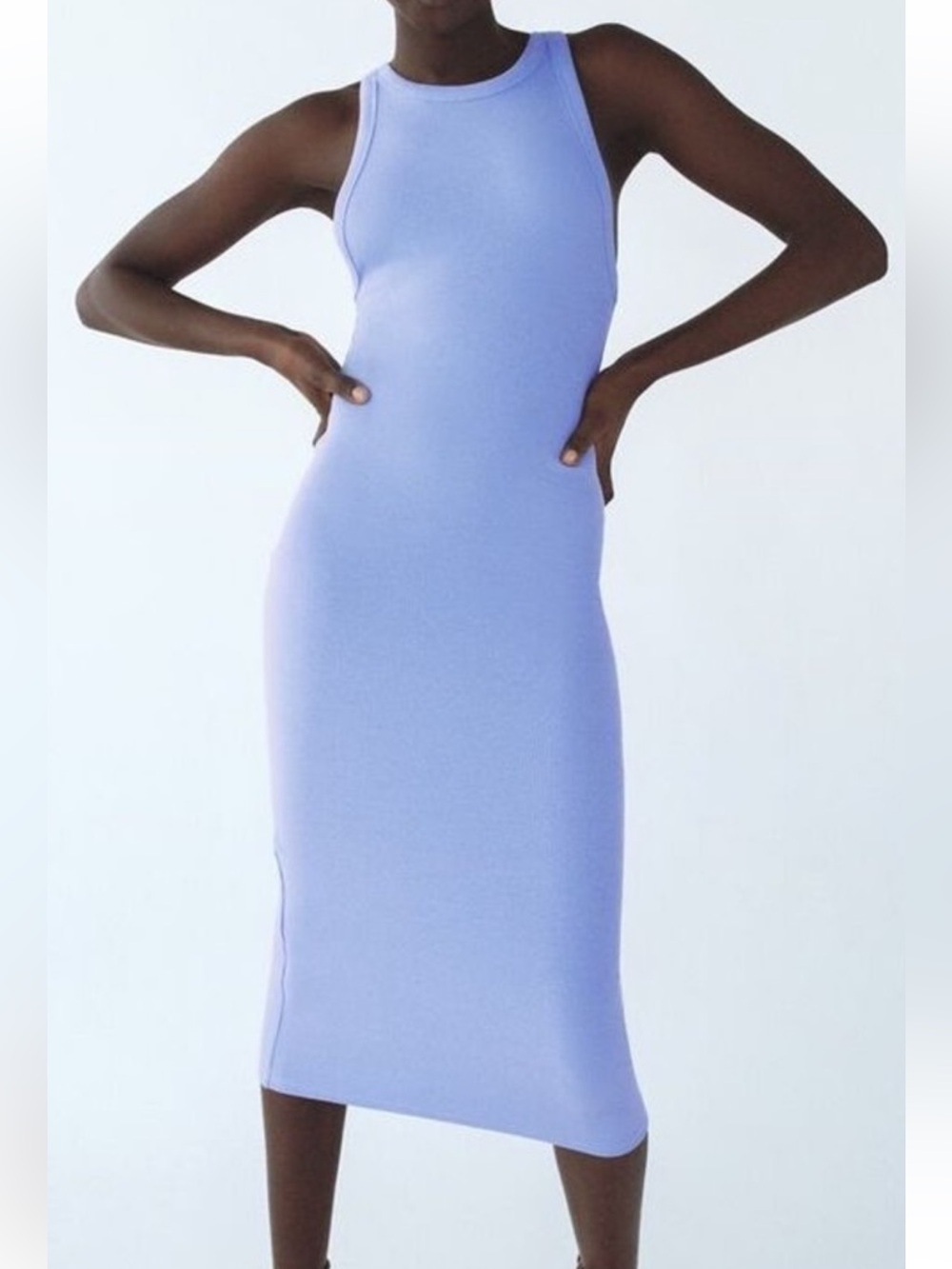 Zara Ribbed Tank Dress in Lilac
